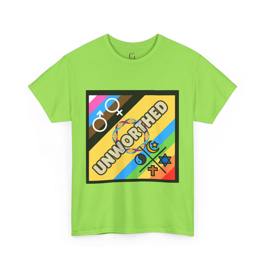 Unisex Heavy Cotton Tee - 'Unworthy' Graphic Shirt for Pride and Self-Expression