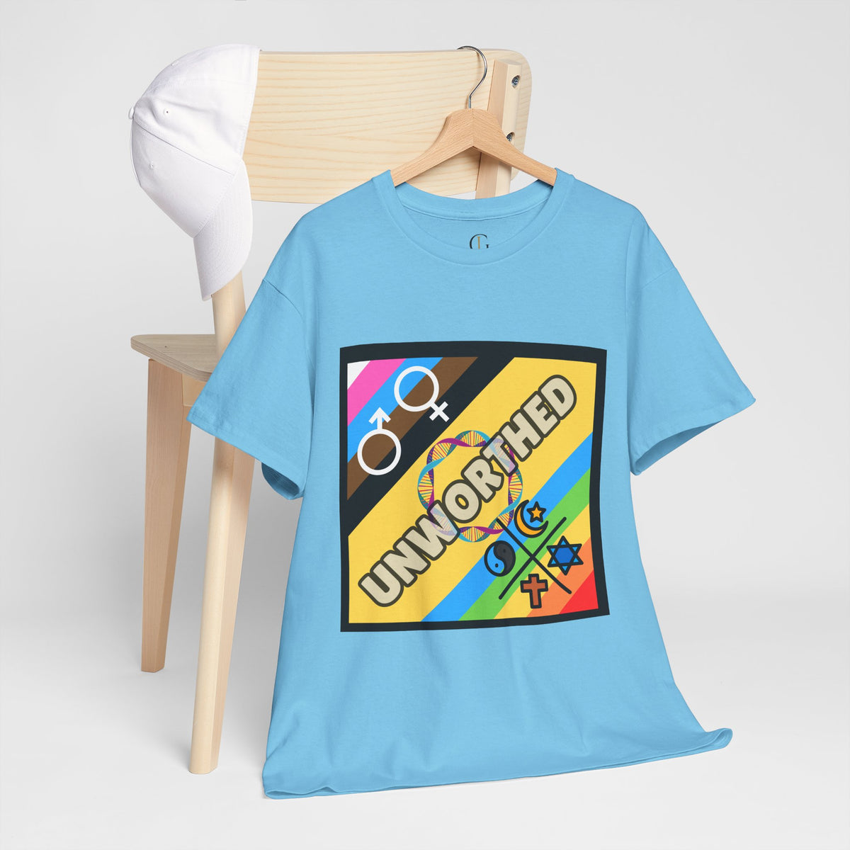 Unisex Heavy Cotton Tee - 'Unworthy' Graphic Shirt for Pride and Self-Expression