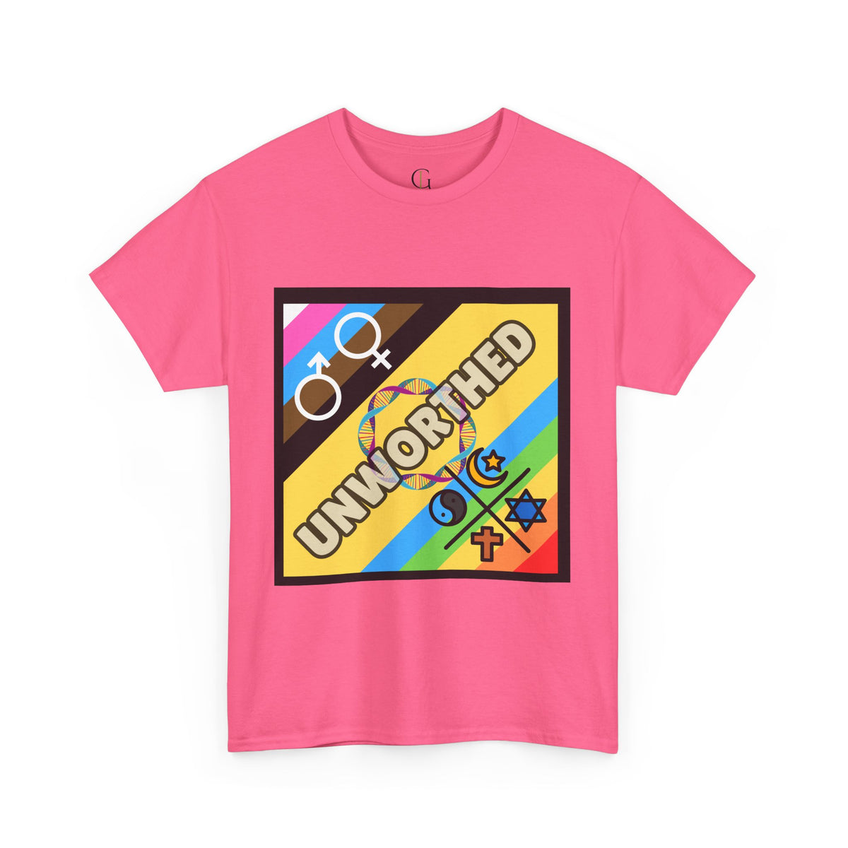 Unisex Heavy Cotton Tee - 'Unworthy' Graphic Shirt for Pride and Self-Expression